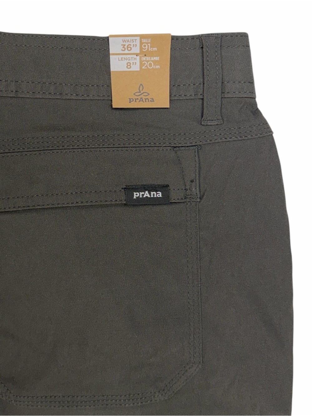 Prana Stretch Zion Short II Men 36 Grey 8” Cargo Trail Belted Outdoor Hiking NEW - Picture 4 of 14
